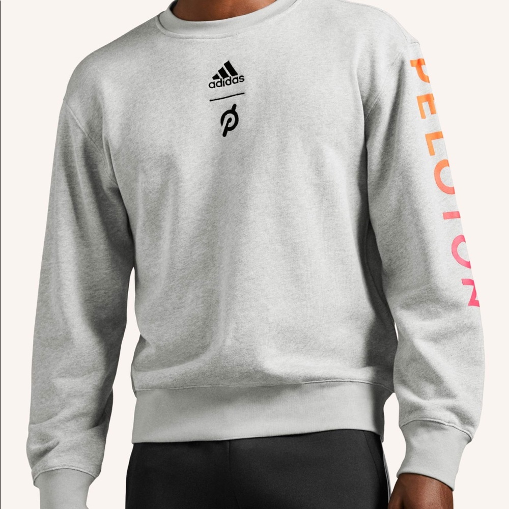 Adidas x Peloton Gray Sweatshirt with Black and Pink Accents